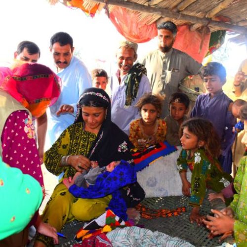 Families receiving nutrition support in a flood-affected community