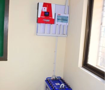 Solar inverter and battery bank installed in a school block